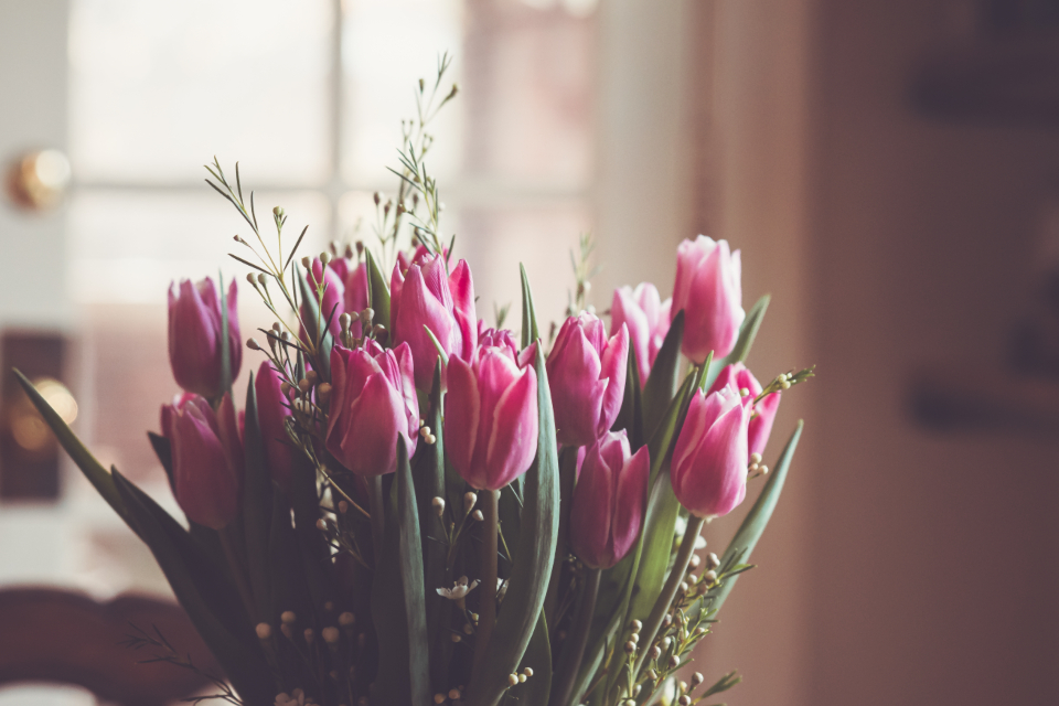 Fresh tulip centrepiece arrangement