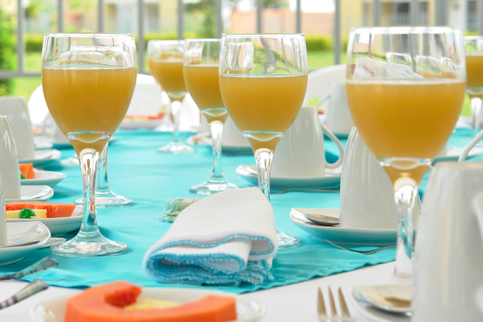 Chilled drinks poured at a reception bar