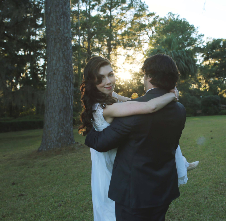 Couple celebrating together at an evening event