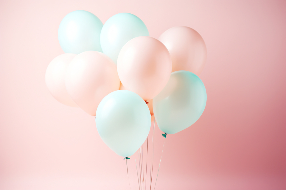 Pastel balloon décor for a birthday celebration